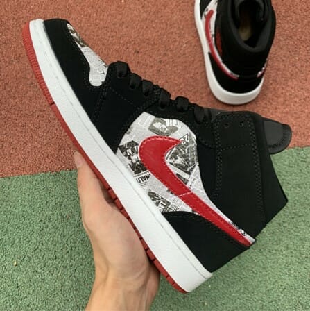 Air Jordan 1 Mid Black Red Pictorial