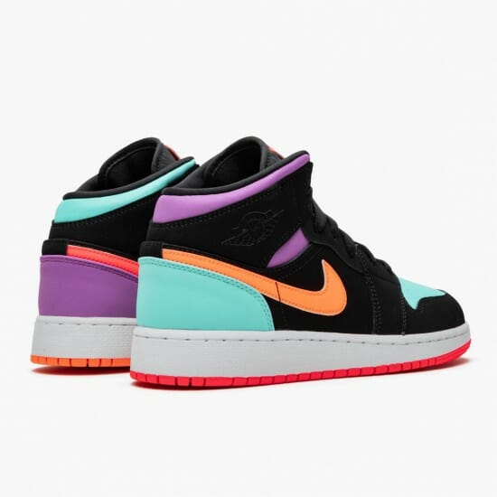 Air Jordan 1 Mid Candy BlackTotal Orange 554725 083 MensWomens AJ1 Jordan Sneakers (3)-550x550