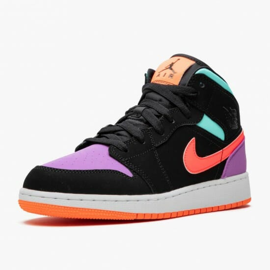 Air Jordan 1 Mid Candy BlackTotal Orange 554725 083 MensWomens AJ1 Jordan Sneakers (4)-550x550
