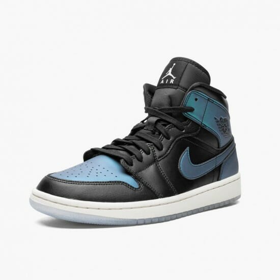 Air Jordan 1 Mid Iridescent Black BlackPale Ivory-Multi-Color BQ6472 009 MensWomens AJ1 Jordan Sneakers (4)-550x550