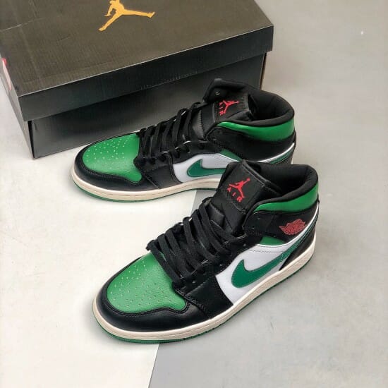 Air Jordan 1 Mid Pine Green BlackGym Red-White-Pine Green Basketball Shoes 554724 067 AJ1 Sneakers (4)-550x550