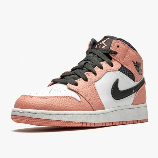 Air Jordan 1 Mid Pink Quartz Pink QuartzDK Smoke Grey Basketball Shoes 555112 603 AJ1 Sneakers (4)-550x550