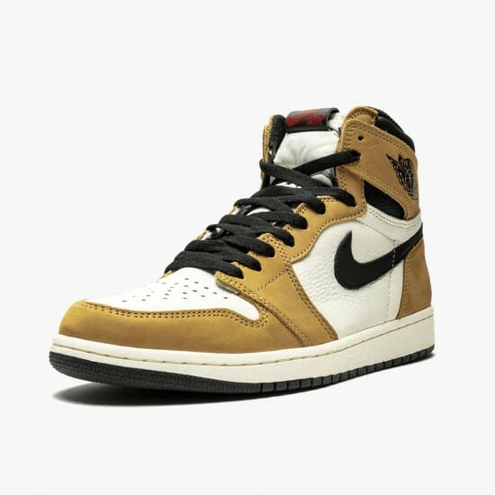 Air Jordan 1 Rookie of the Year Golden HarvestBlack-Sail 555088 700 MensWomens AJ1 Jordan Sneakers (4)-550x550