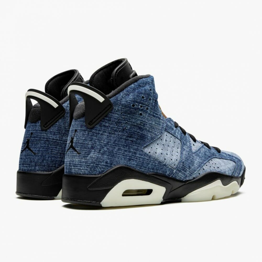 Air Jordan 6 Retro Washed Denim Unisex Basketball Shoes 384664 060 Black-SailVarsity Red AJ6 Black Jordan Sneakers (3)-1000x1000