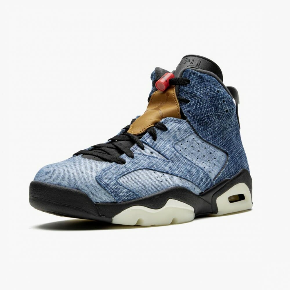 Air Jordan 6 Retro Washed Denim Unisex Basketball Shoes 384664 060 Black-SailVarsity Red AJ6 Black Jordan Sneakers (4)-1000x1000