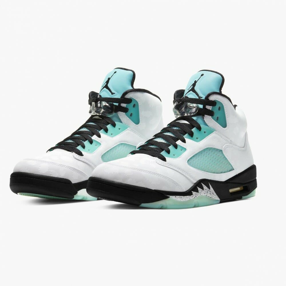 Air Jordan Retro 5 Island Green Unisex Basketball Shoes WhiteBlack-White-Island Green CN2932 100 AJ5 Jordan Sneakers (2)-1000x1000