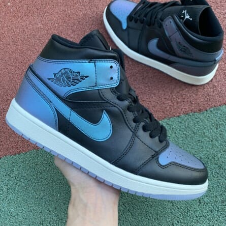 Air Jordan 1 Mid Black Turquoise Chameleon