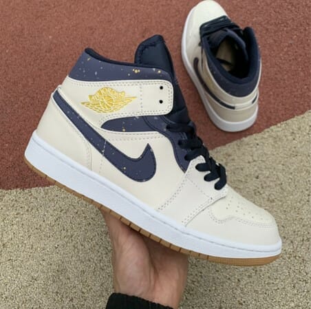 Air Jordan 1 Mid Navy Gilding Raw Rubber