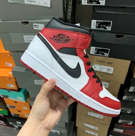 Air Jordan 1 Mid White Red Black Hook