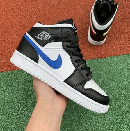 Air Jordan 1 Mid GS Black And White Mandarin