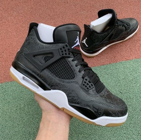 Air Jordan 4 Black White Laser Graffiti