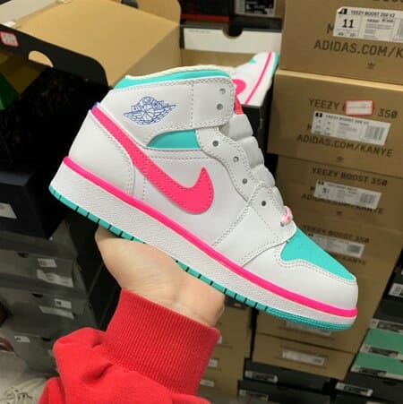 Air Jordan 1 Mid GS Pink Green Barbie Pink