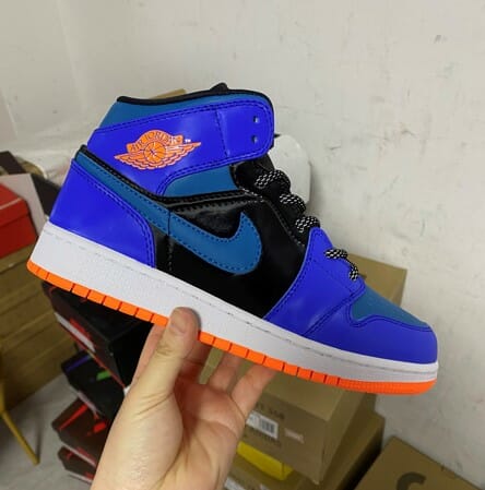 Air Jordan 1 Mid GS Blue Orange Black