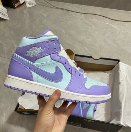 Air Jordan 1 Mid Top Purple Green