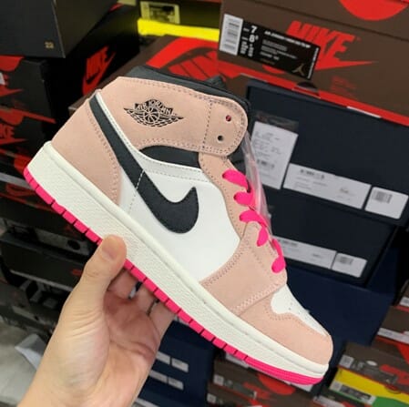 Air Jordan 1 Mid Crimson Tint Black And White Powder