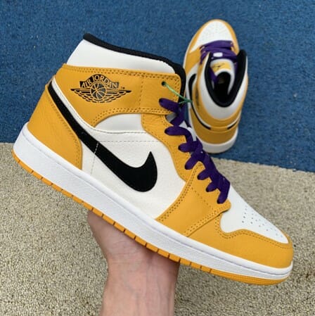 Air Jordan 1 Mid White Orange Purple Gold
