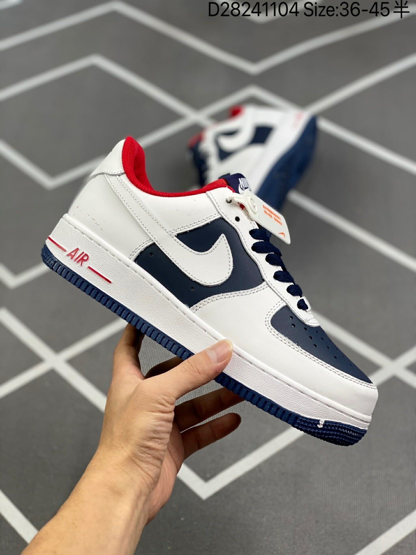 Air Force 1 Splicing Blue And White Red