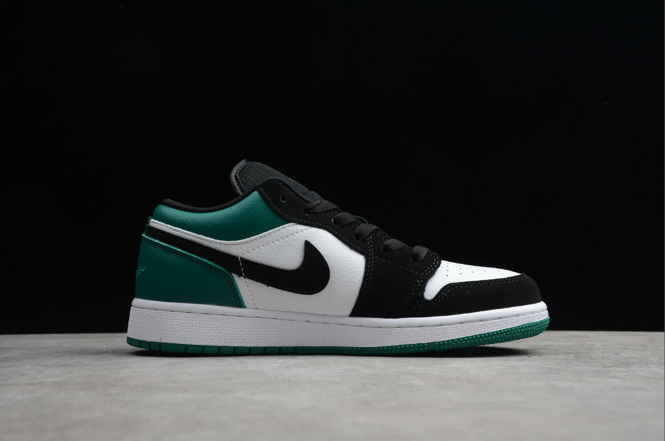 Air Jordan 1 Low Top Black And White Green