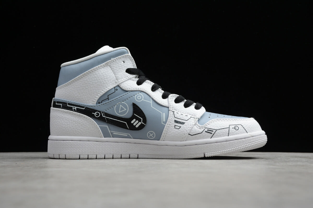 Air Jordan 1 Mid Black And White Gray