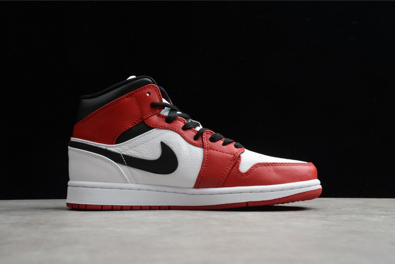 Air Jordan 1 Mid Black And White Red