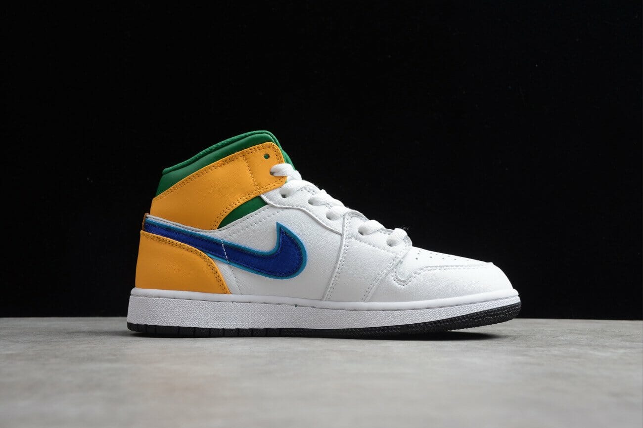Air Jordan 1 Mid GS White Court Purple Teal