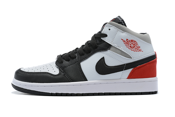 Air Jordan 1 Mid Red Grey Black Toe