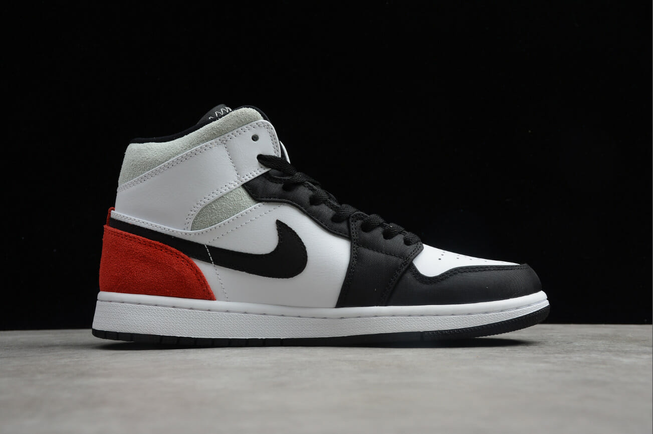 Air Jordan 1 Mid SE White Red Gray Black Toe