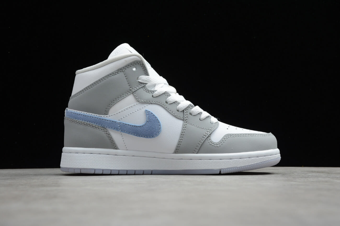 Air Jordan 1 Mid White Gray Blue
