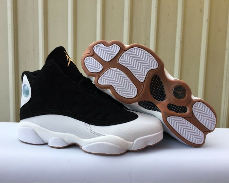 Air Jordan 13 Black And White Gold
