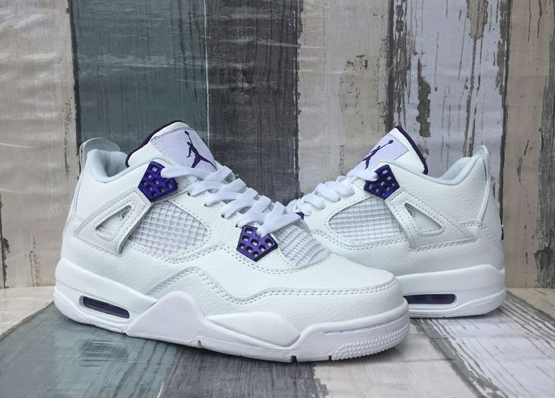 Air Jordan 4 White Purple Buckle