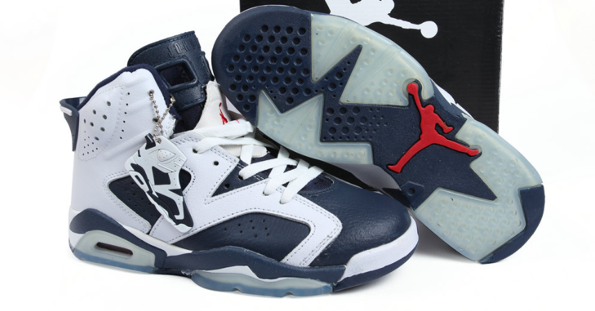 Air Jordan 6 Retro Olympic White and Midnight Navy