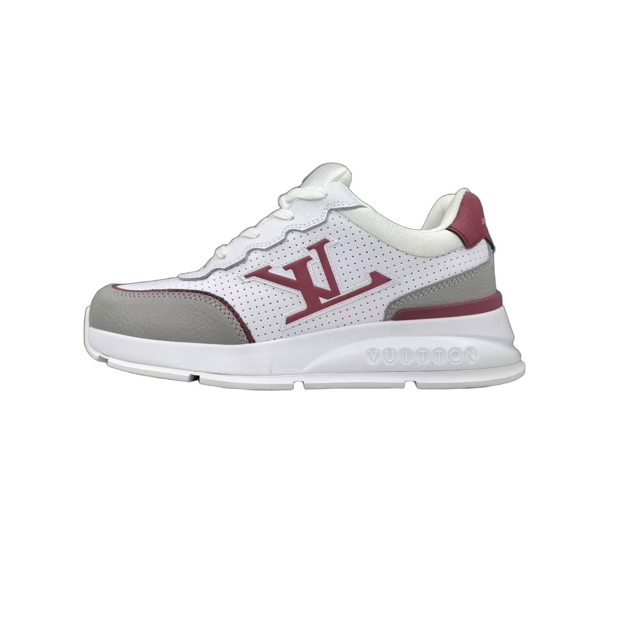 Luxury Lou Paris Classic Trainers White Grey Burgundy Shoes Sneakers