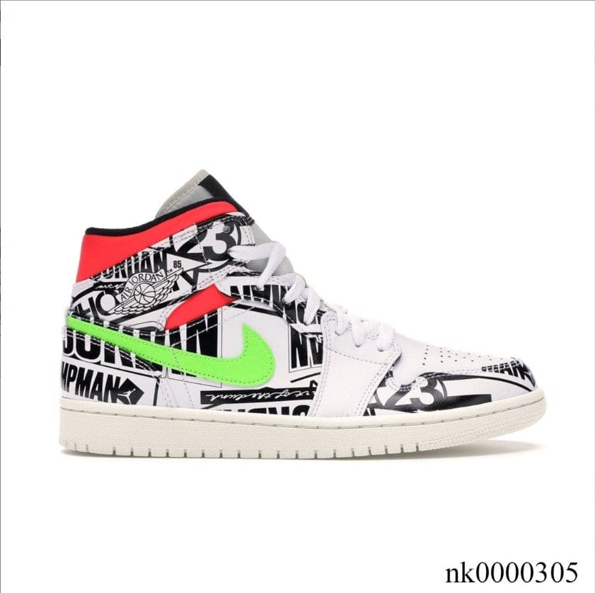 Air Jordan 1 Mid All Over Logos Shoes Sneakers