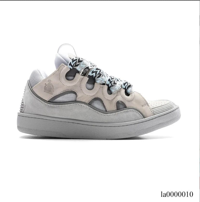 Lanvin Leather Curb Light Grey Blue Shoes Sneakers