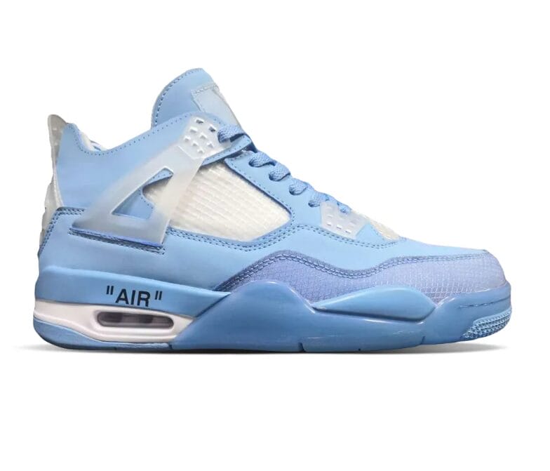 OW x AJ 4 Ice Blue Shoes Sneakers