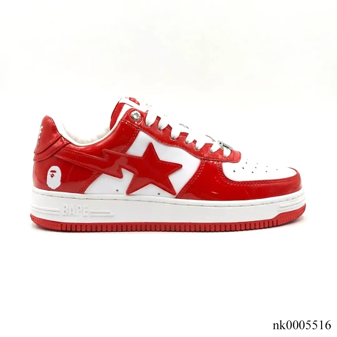 A Bathing Ape Bape Sta Patent Leather White Red (2023) Shoes Sneakers