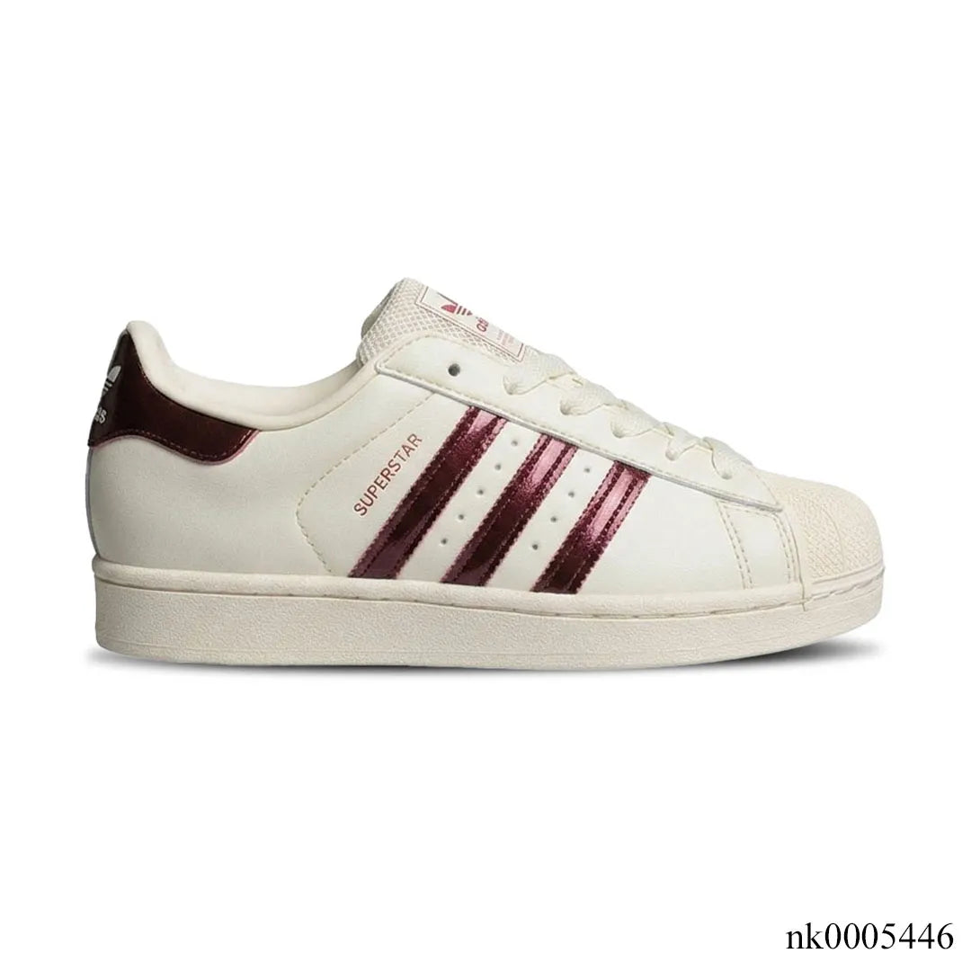 AD Superstar II Off White / Maroon / Gold Metallic Shoes Sneakers