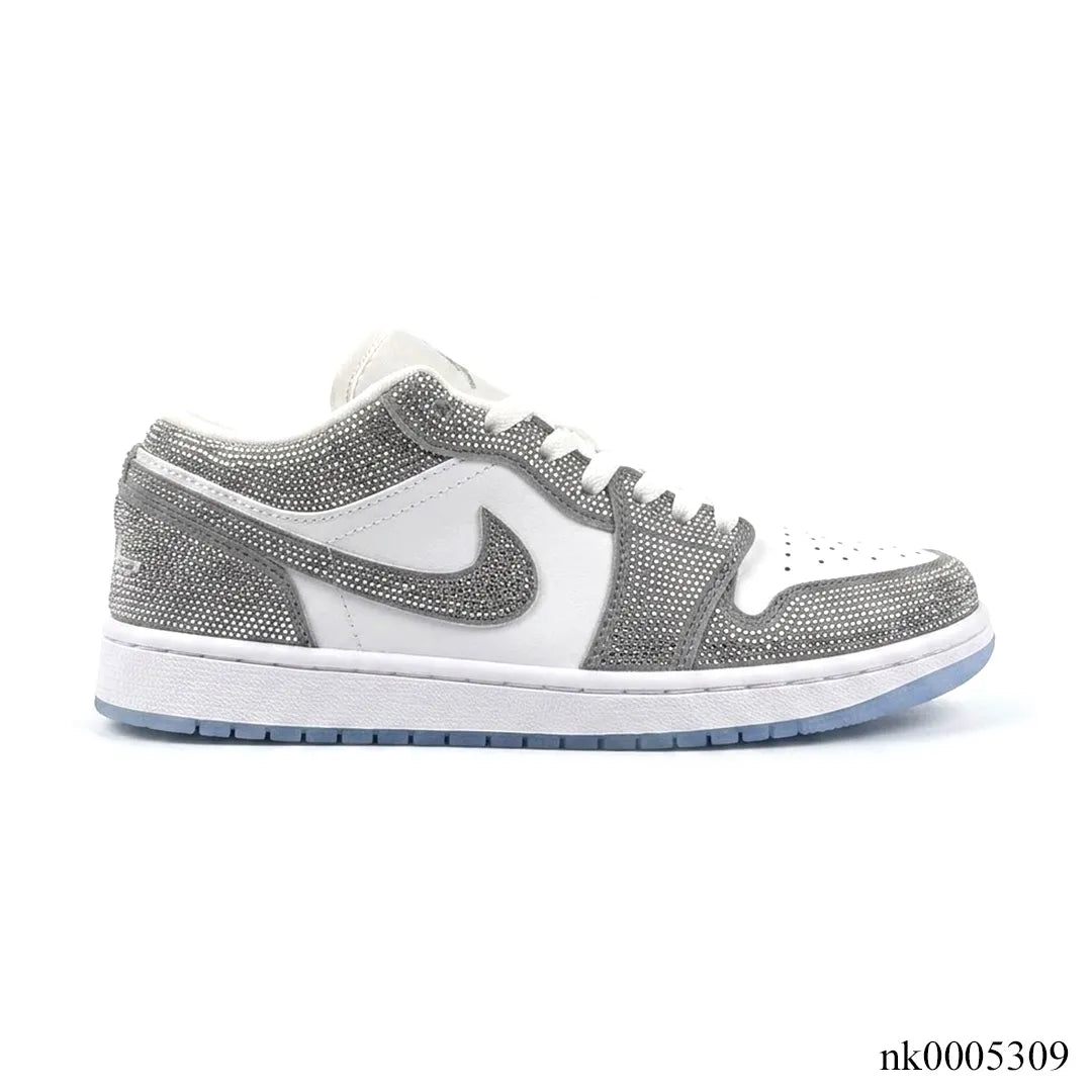 Air Jordan 1 low customized with silver Swarovski crystal Shoes Sneakers