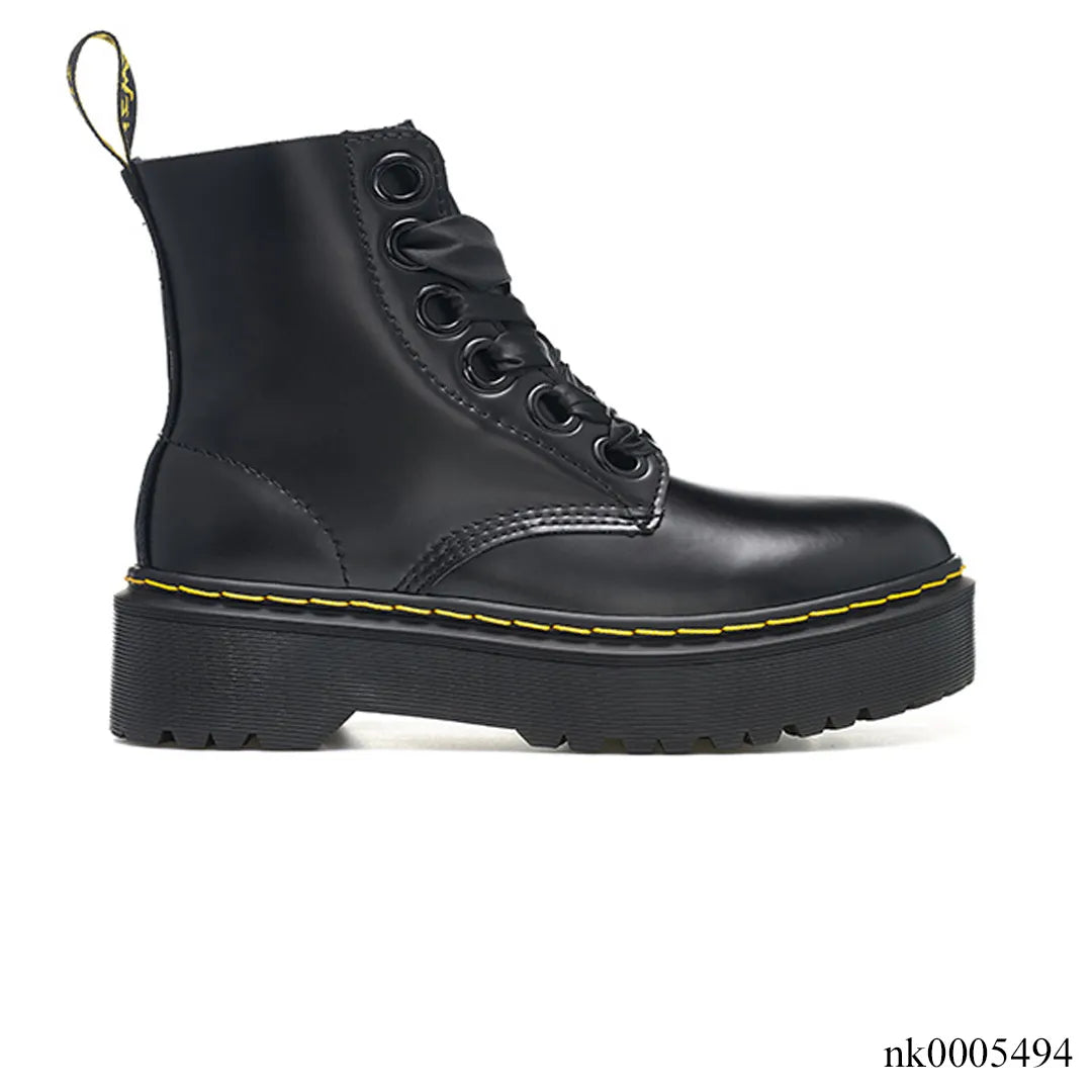 DM Molly Leather Platform Boots in Black Buttero Shoes Sneakers