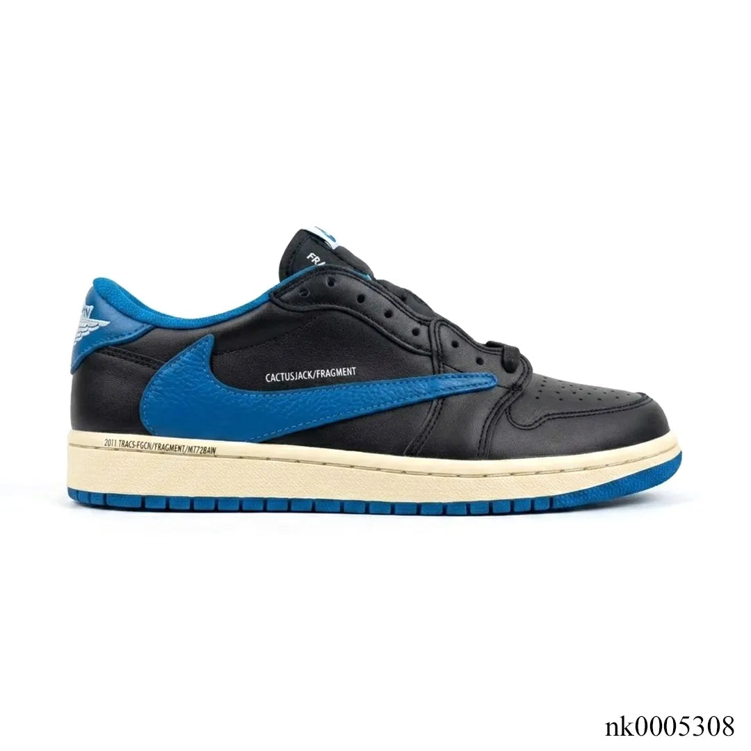 Fragment x Travis Scott x Air Jordan 1 Low 3.0 "Black and White Blue" Shoes Sneakers