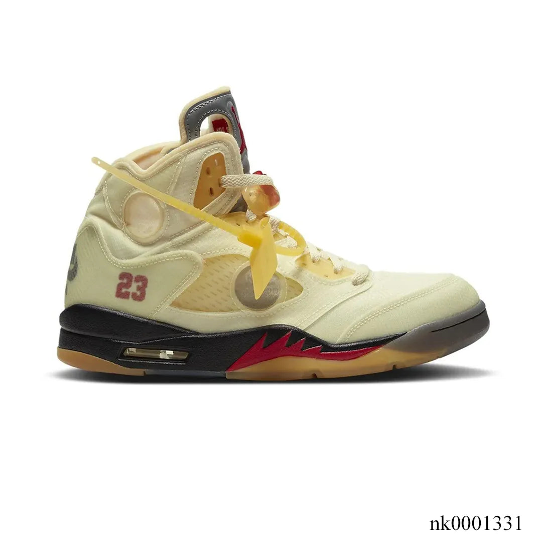 OW x Air Jordan 5 Sail Shoes Sneakers