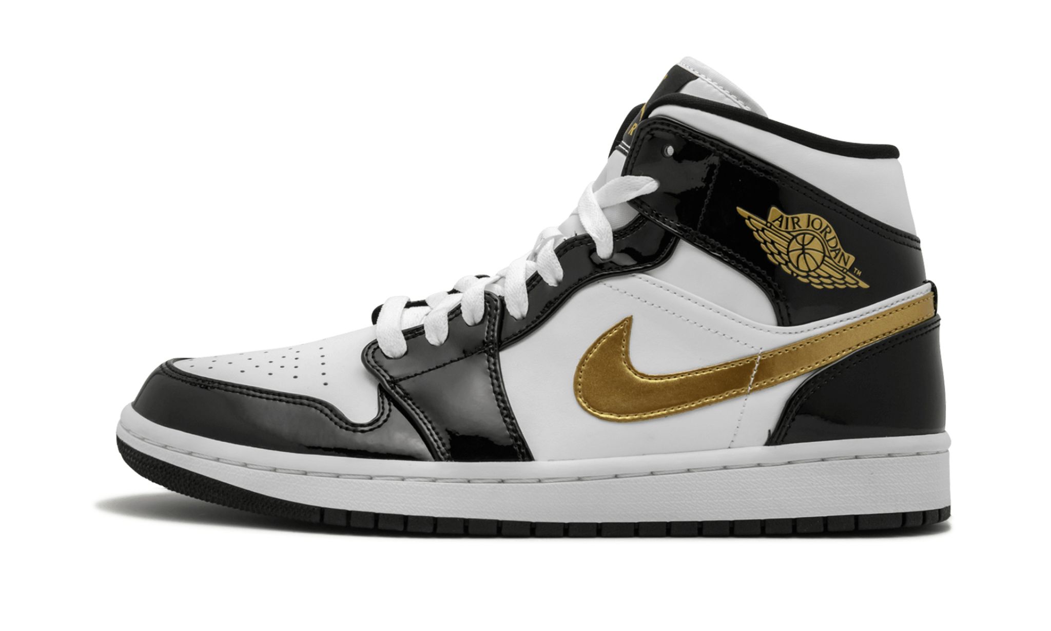 Air Jordan 1 Mid SE “Black Gold Patent Leather” Shoes Sneakers