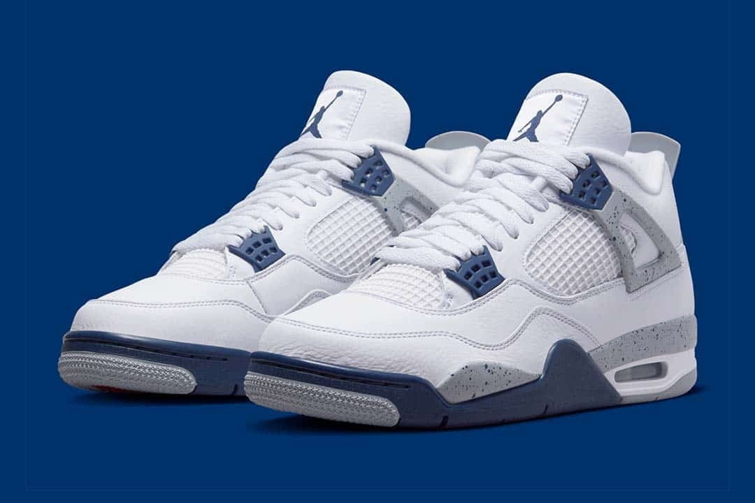 Air Jordan 4 Retro White Midnight Navy Shoes Sneakers