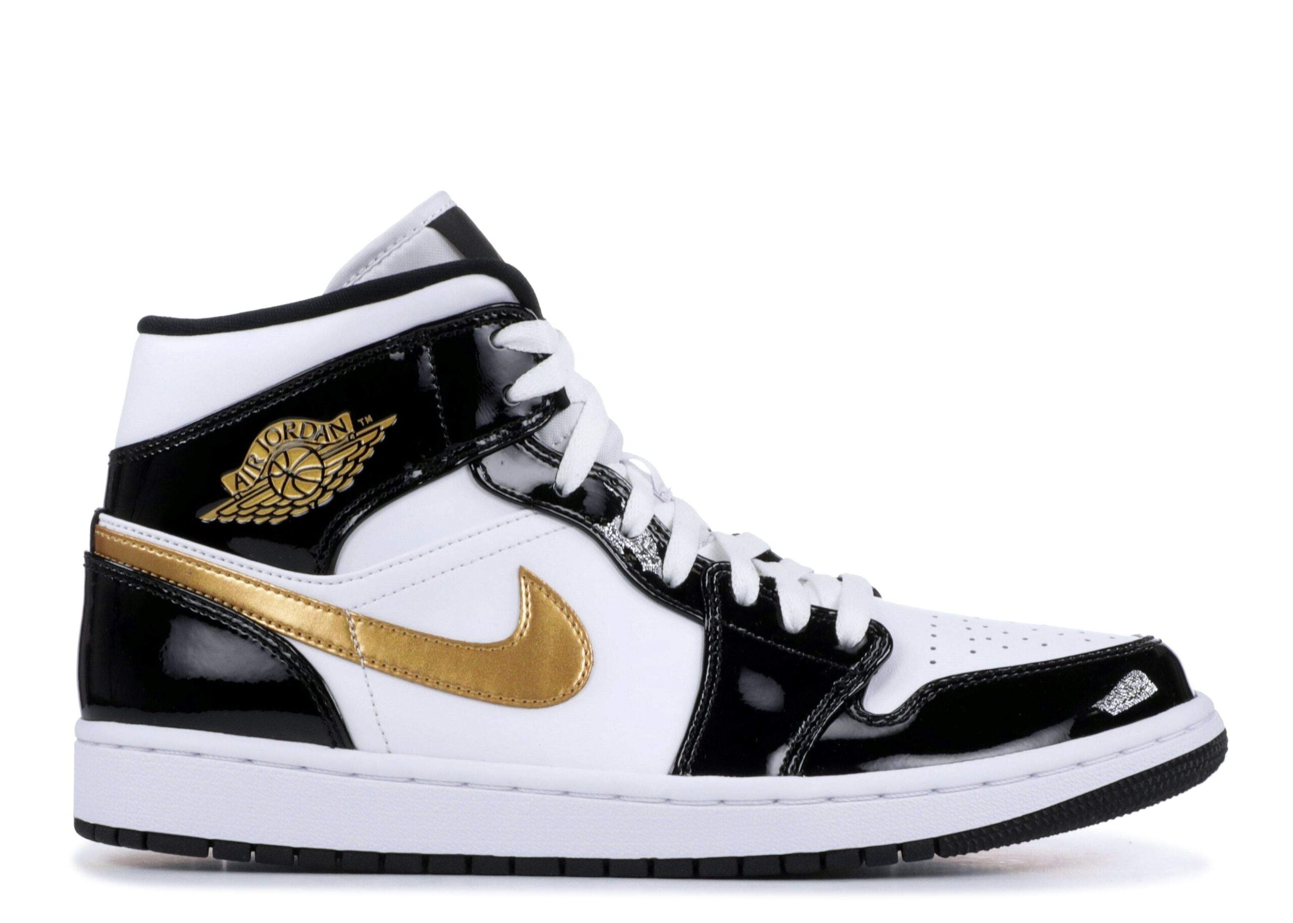Air Jordan 1 Mid Patent ‘Black Gold’ Shoes Sneakers