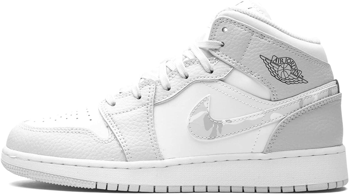 Jordan 1 MID SE GS Grey Camo Swoosh DC9035 Shoes Sneakers