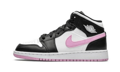 Jordan 1 Mid White Black Light Arctic Pink Shoes Sneakers