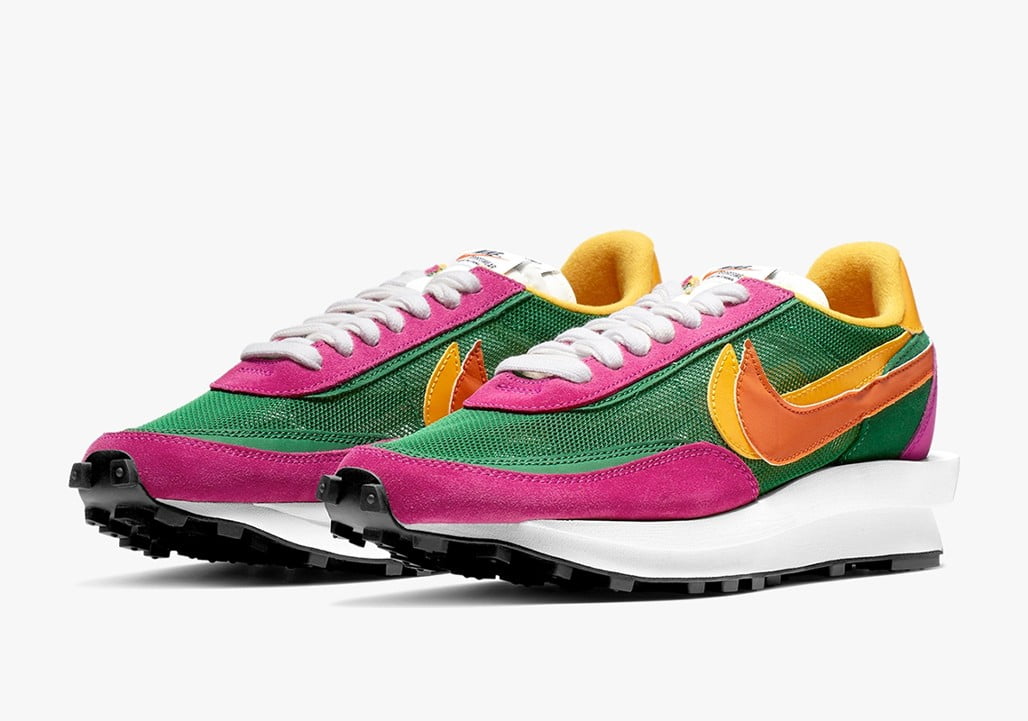 Nike LDWaffle x Sacai Green Pink Shoes Sneakers