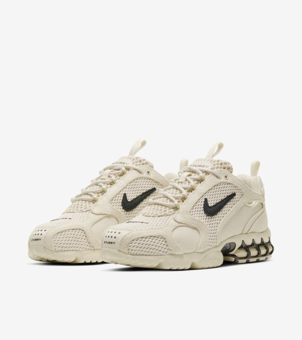 Stussy x Nike Air Zoom Spiridon Cage 2 Fossil Shoes Sneakers